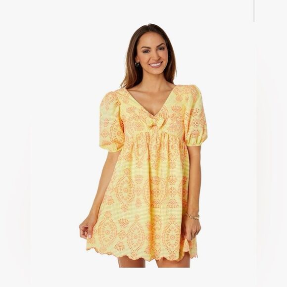 Lilly Pulitzer Sarafina Short Sleeve Dress Gingham Seersucker Island - Picture 10 of 10